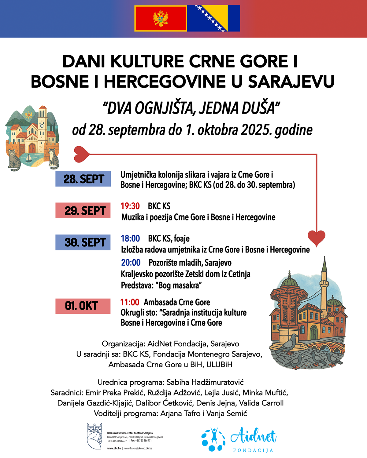 Dani kulture Crne Gore i Bosne i Hercegovine u Sarajevu - “Dva ognjišta, jedna duša”